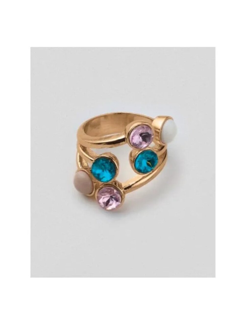 Avon Studio 1886 Acqua Rose Jewels Ring-Size 6-New In Box